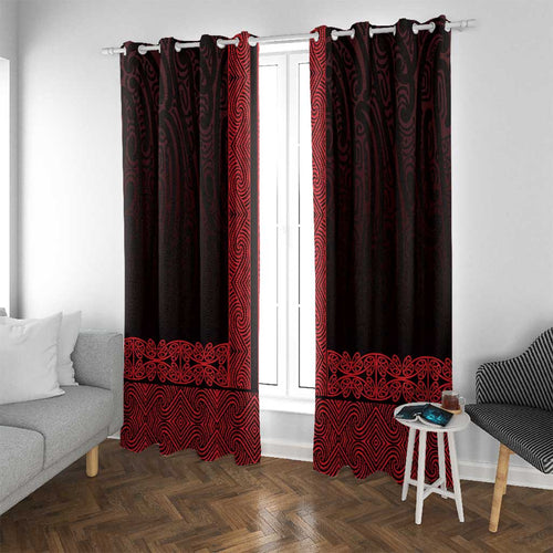 New Zealand Maori Kowhaiwhai Window Curtain Whero Maui and Mangopare