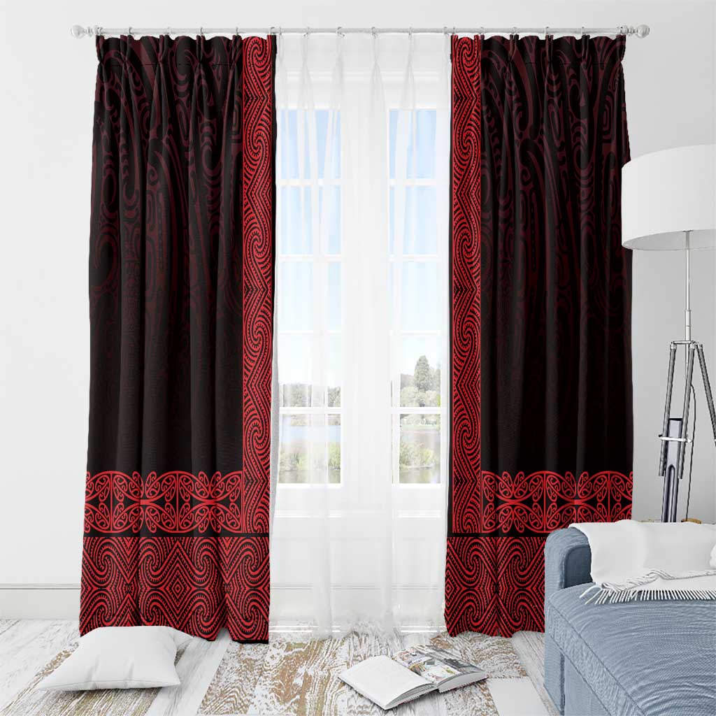 New Zealand Maori Kowhaiwhai Window Curtain Whero Maui and Mangopare