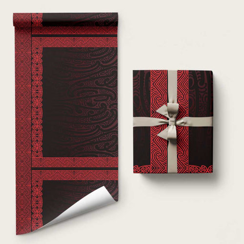 New Zealand Maori Kowhaiwhai Wrapping Paper Whero Maui and Mangopare - Aussie Hoodie