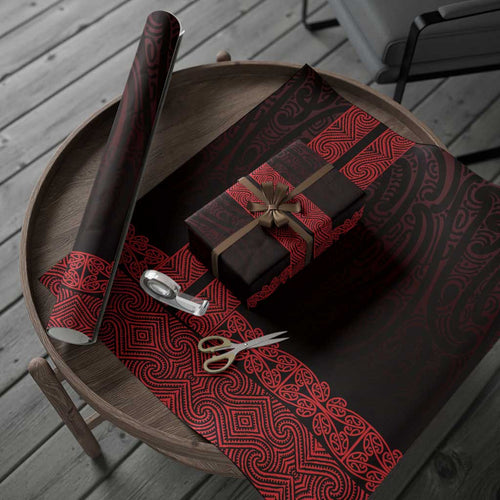New Zealand Maori Kowhaiwhai Wrapping Paper Whero Maui and Mangopare - Aussie Hoodie