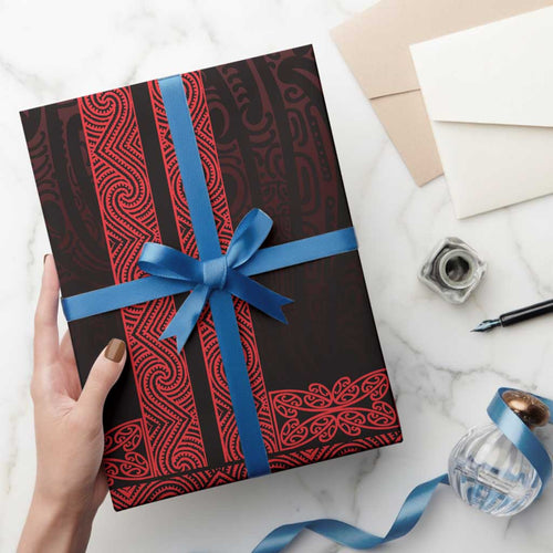 New Zealand Maori Kowhaiwhai Wrapping Paper Whero Maui and Mangopare - Aussie Hoodie