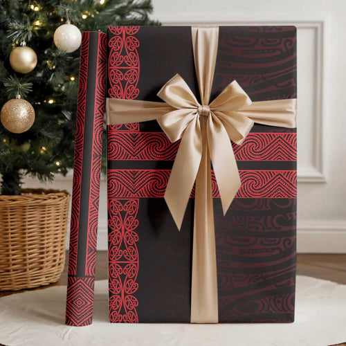 New Zealand Maori Kowhaiwhai Wrapping Paper Whero Maui and Mangopare - Aussie Hoodie