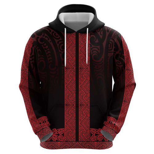 New Zealand Maori Kowhaiwhai Zip Hoodie Whero Maui and Mangopare
