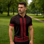 New Zealand Maori Kowhaiwhai Zipper Polo Shirt Whero Maui and Mangopare - Aussie Hoodie