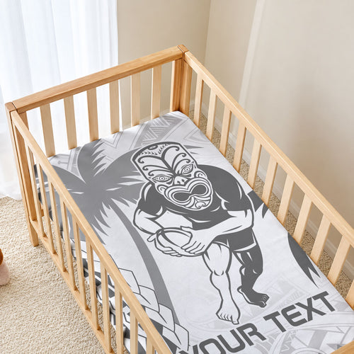 Custom Fiji Black Fern Baby Bed Cover Maori Warrior with Fijian Masi Pattern