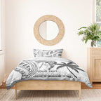 Custom Fiji Black Fern Bedding Set Maori Warroir with Fijian Masi Pattern