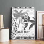 Custom Fiji Black Fern Canvas Wall Art Maori Warroir with Fijian Masi Pattern