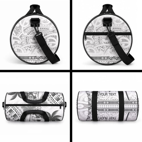 Custom Fiji Black Fern Duffle Bag Maori Warrior with Fijian Masi Pattern