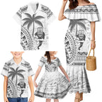 Custom Fiji Black Fern Family Matching Mermaid Dress and Hawaiian Shirt Maori Warroir with Fijian Masi Pattern