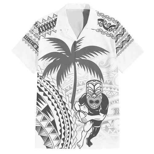 Custom Fiji Black Fern Family Matching Off The Shoulder Long Sleeve Dress and Hawaiian Shirt Maori Warroir with Fijian Masi Pattern