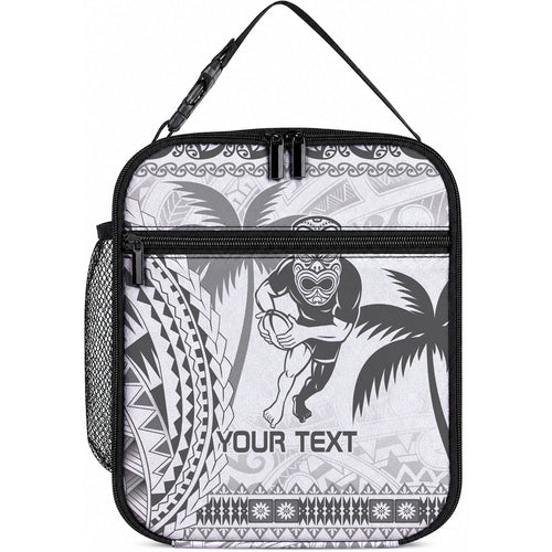Custom Fiji Black Fern Lunch Bag Maori Warrior with Fijian Masi Pattern