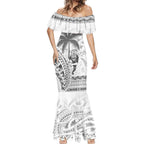 Custom Fiji Black Fern Mermaid Dress Maori Warroir with Fijian Masi Pattern