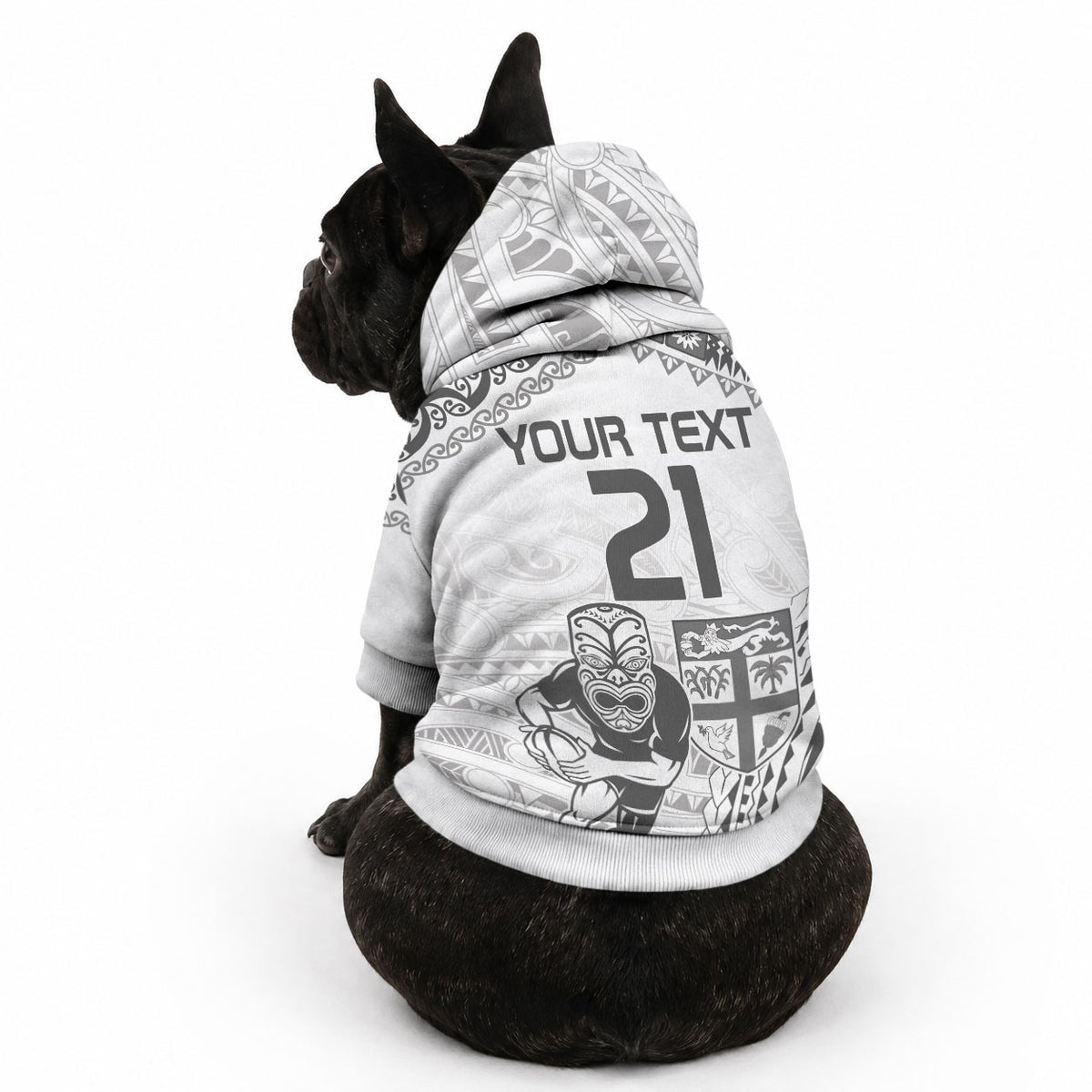Custom Fiji Black Fern Pet Hoodie Maori Warrior with Fijian Masi Pattern