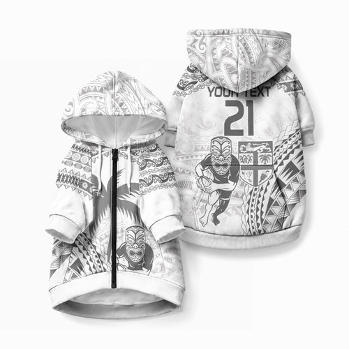 Custom Fiji Black Fern Pet Hoodie Maori Warrior with Fijian Masi Pattern