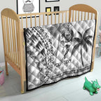 Custom Fiji Black Fern Quilt Maori Warroir with Fijian Masi Pattern