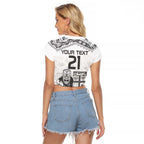 Custom Fiji Black Fern Raglan Cropped T Shirt Maori Warroir with Fijian Masi Pattern