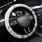 Fiji Black Fern Steering Wheel Cover Maori Warroir with Fijian Masi Pattern