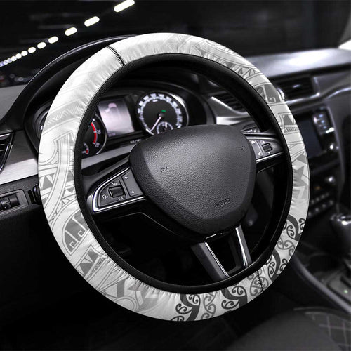 Fiji Black Fern Steering Wheel Cover Maori Warroir with Fijian Masi Pattern