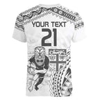 Custom Fiji Black Fern Women V-Neck T-Shirt Maori Warroir with Fijian Masi Pattern