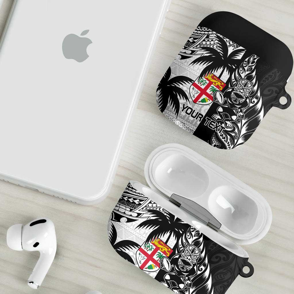 Fiji New Zealand Rugby Personalised AirPods Case Maori and Tapa Pattern - Aussie Hoodie