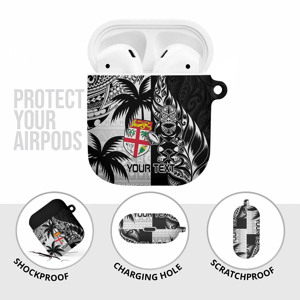 Fiji New Zealand Rugby Personalised AirPods Case Maori and Tapa Pattern - Aussie Hoodie