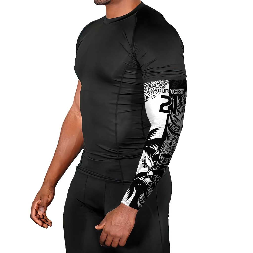 Fiji New Zealand Rugby Personalised Arm Sleeves Maori and Tapa Pattern - Aussie Hoodie