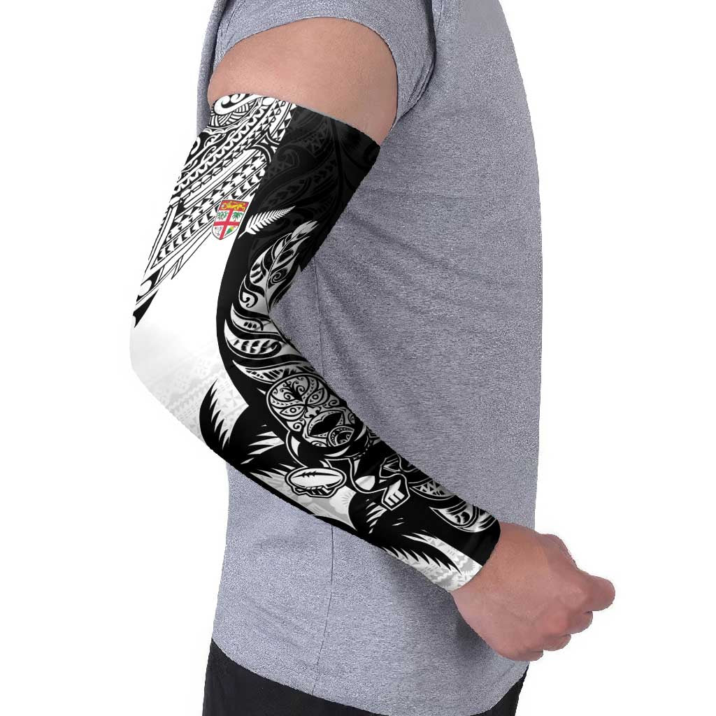 Fiji New Zealand Rugby Personalised Arm Sleeves Maori and Tapa Pattern - Aussie Hoodie