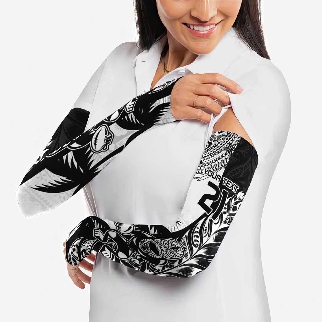 Fiji New Zealand Rugby Personalised Arm Sleeves Maori and Tapa Pattern - Aussie Hoodie