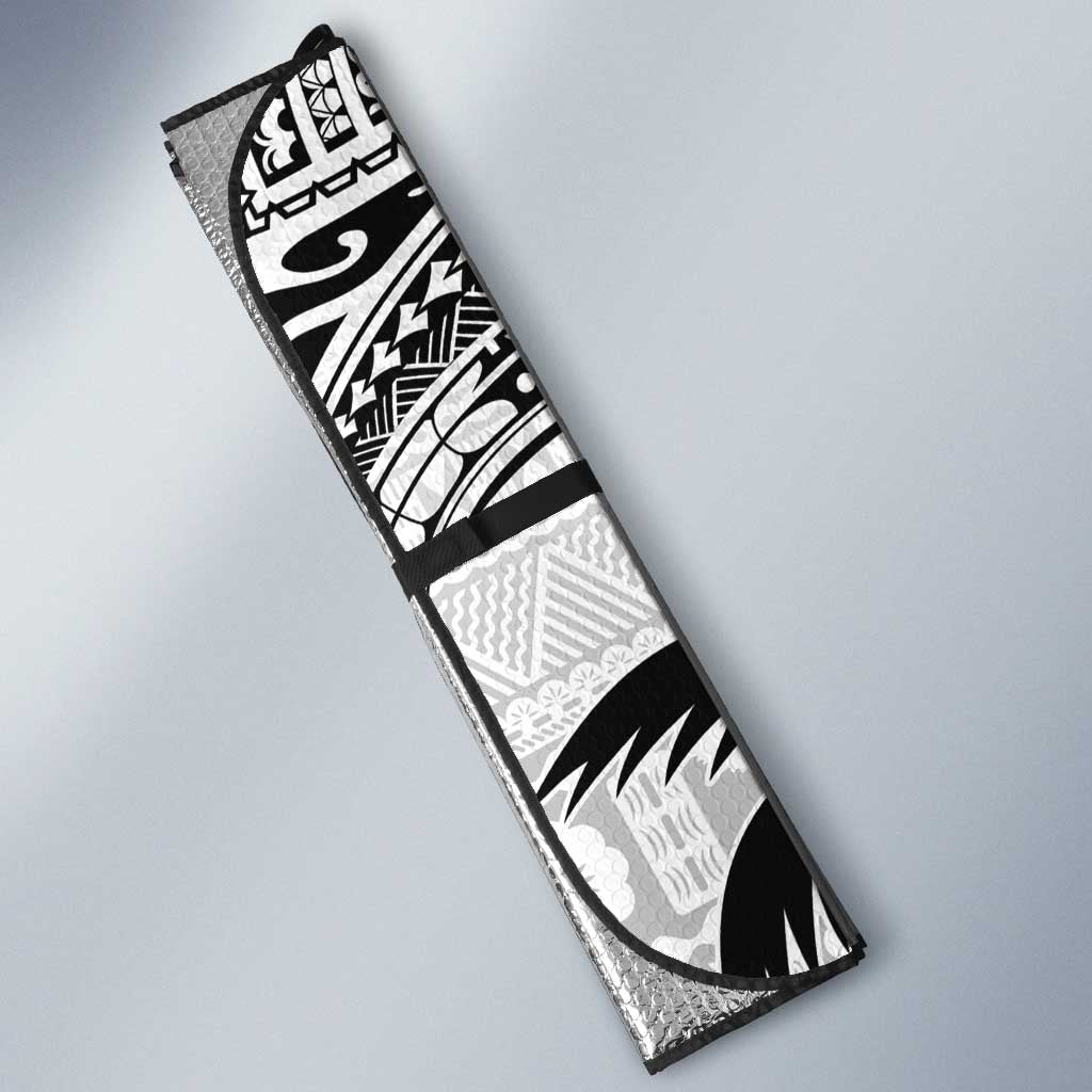 Fiji New Zealand Rugby Personalised Auto Sun Shade Maori and Tapa Pattern - Aussie Hoodie
