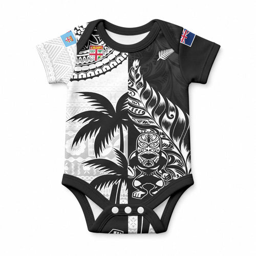 Custom Fiji New Zealand Baby Onesie Maori mix Tapa Pattern Version