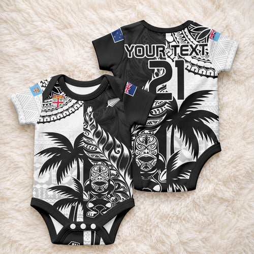 Custom Fiji New Zealand Baby Onesie Maori mix Tapa Pattern Version