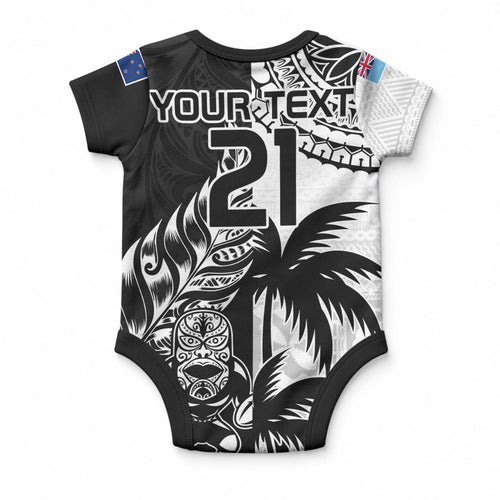 Custom Fiji New Zealand Baby Onesie Maori mix Tapa Pattern Version
