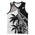 Fiji New Zealand Rugby Personalised Basketball Jersey Maori and Tapa Pattern - Aussie Hoodie