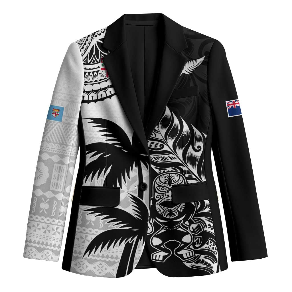 Fiji New Zealand Rugby Personalised Blazer Maori and Tapa Pattern - Aussie Hoodie