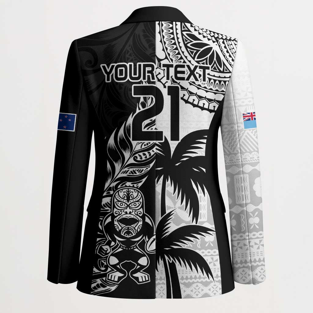 Fiji New Zealand Rugby Personalised Blazer Maori and Tapa Pattern - Aussie Hoodie