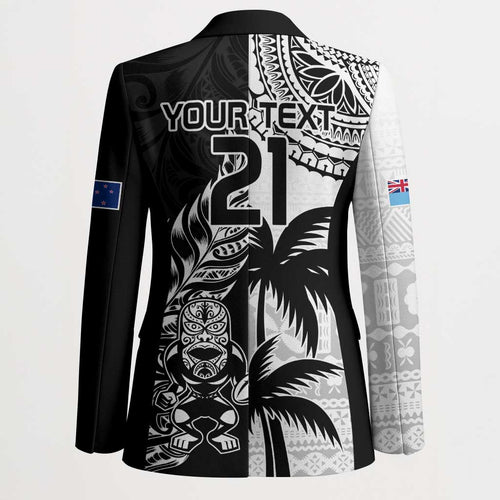 Fiji New Zealand Rugby Personalised Blazer Maori and Tapa Pattern - Aussie Hoodie