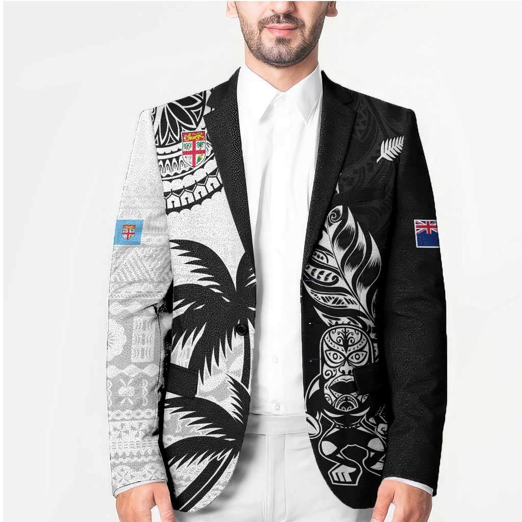Fiji New Zealand Rugby Personalised Blazer Maori and Tapa Pattern - Aussie Hoodie