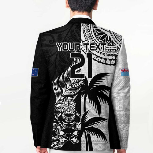 Fiji New Zealand Rugby Personalised Blazer Maori and Tapa Pattern - Aussie Hoodie