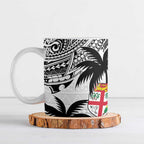 Fiji New Zealand Rugby Personalised Ceramic Mug Maori and Tapa Pattern - Aussie Hoodie