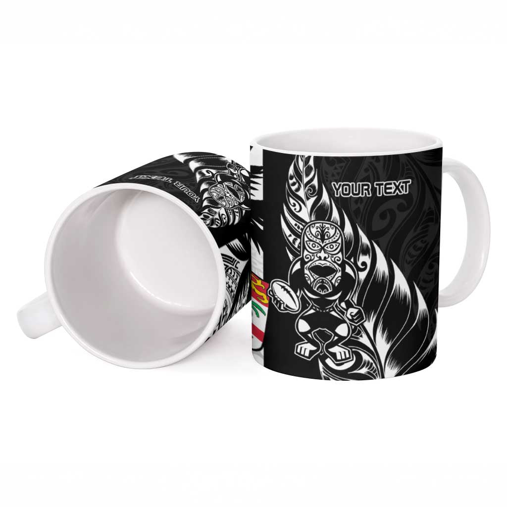 Fiji New Zealand Rugby Personalised Ceramic Mug Maori and Tapa Pattern - Aussie Hoodie