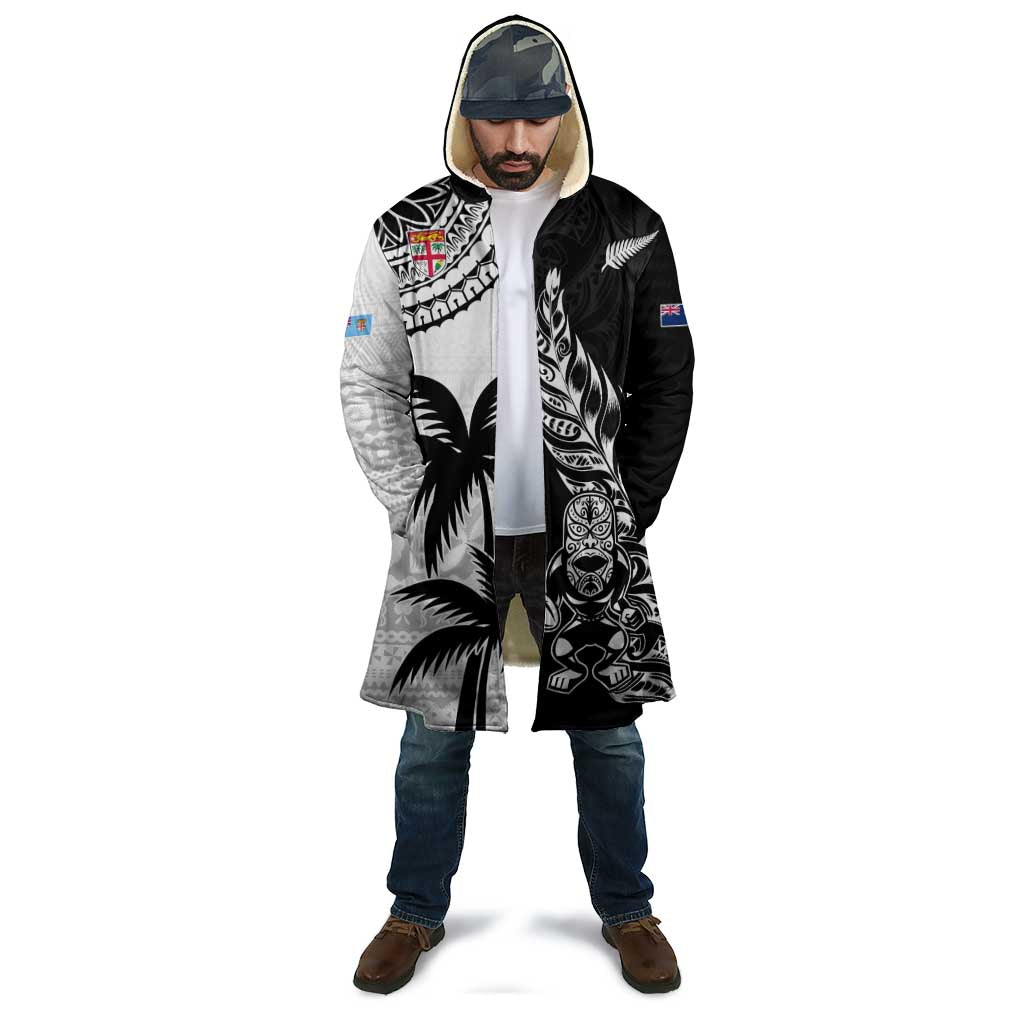 Fiji New Zealand Rugby Personalised Cloak Maori and Tapa Pattern - Aussie Hoodie