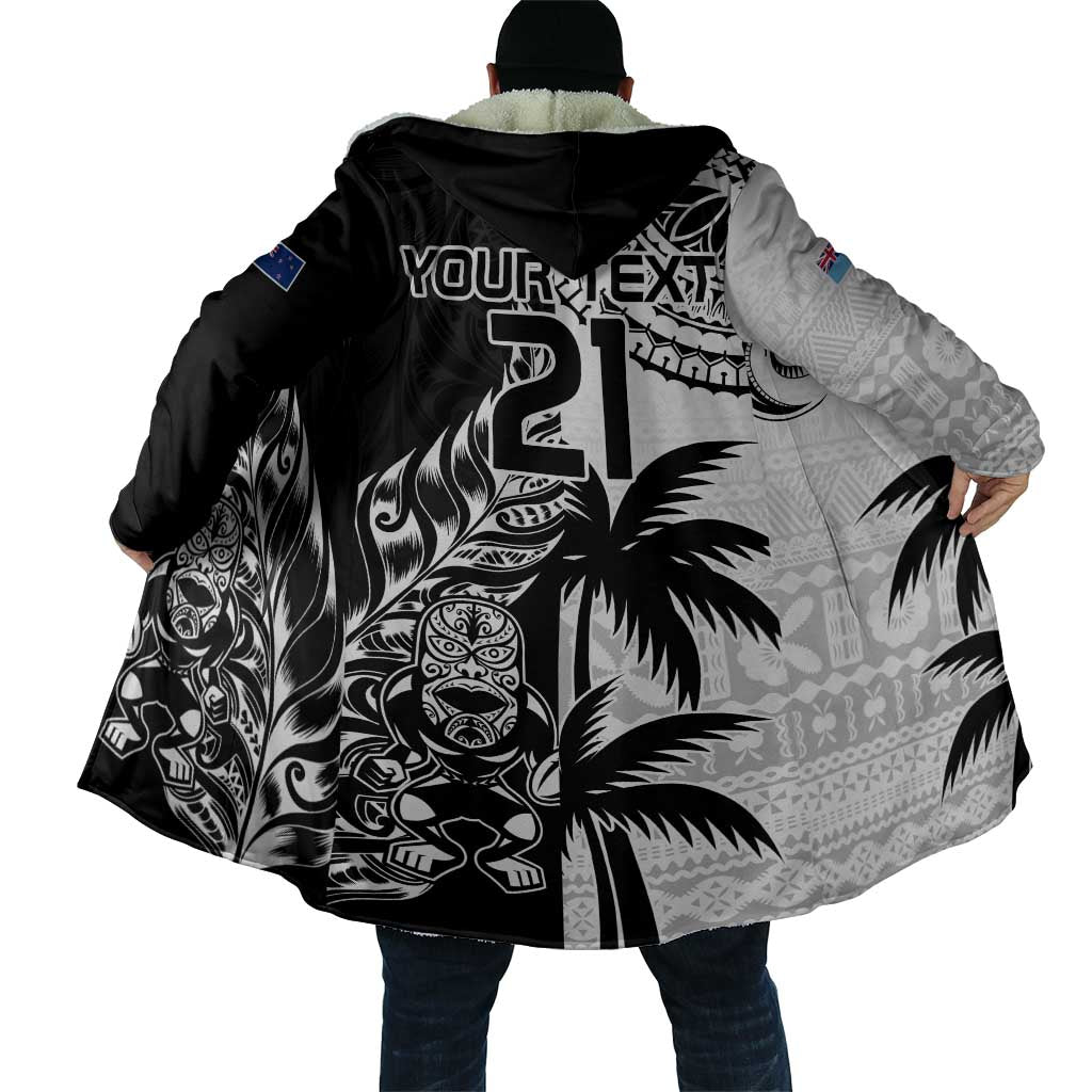 Fiji New Zealand Rugby Personalised Cloak Maori and Tapa Pattern - Aussie Hoodie