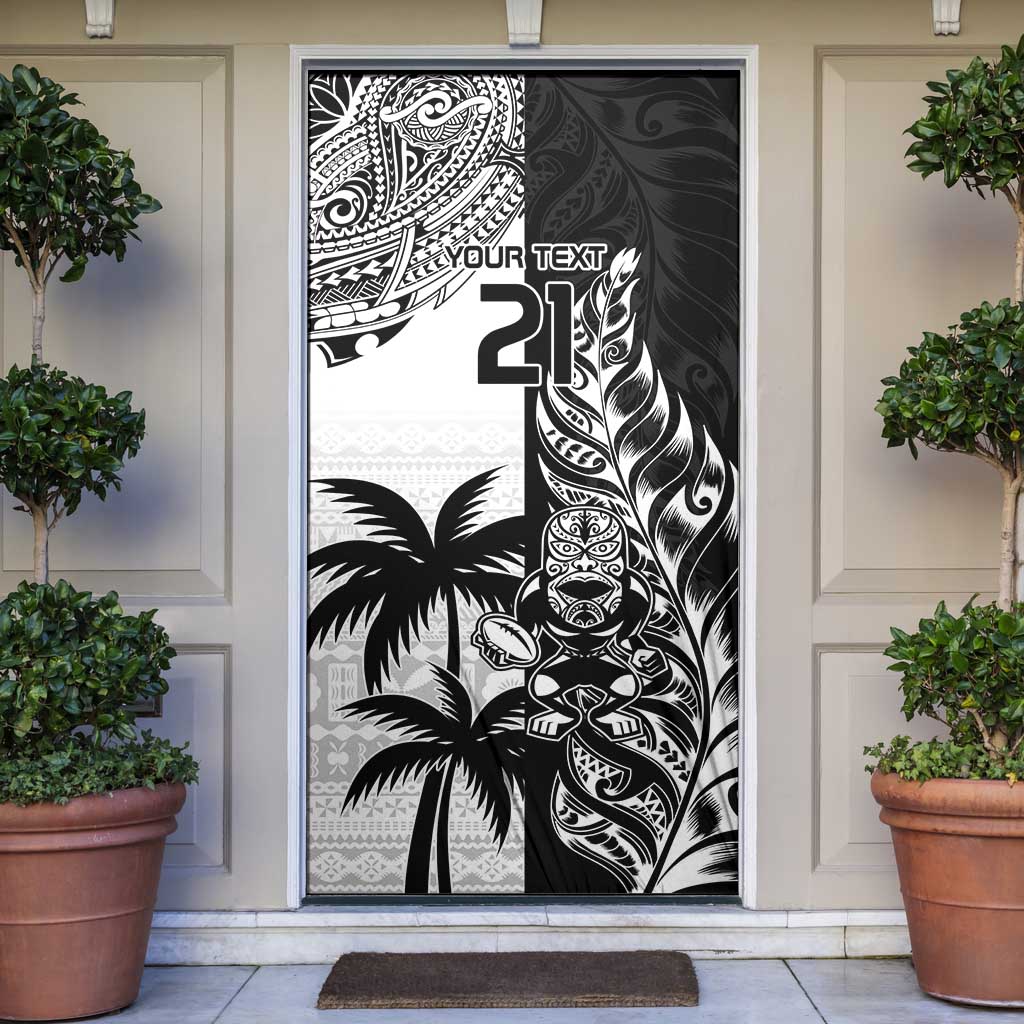 Fiji New Zealand Rugby Personalised Door Cover Maori and Tapa Pattern - Aussie Hoodie