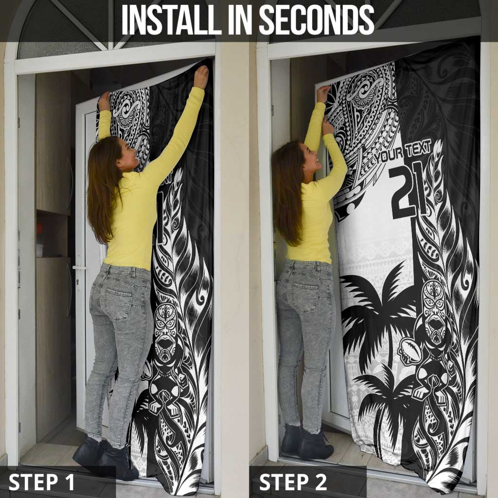 Fiji New Zealand Rugby Personalised Door Cover Maori and Tapa Pattern - Aussie Hoodie