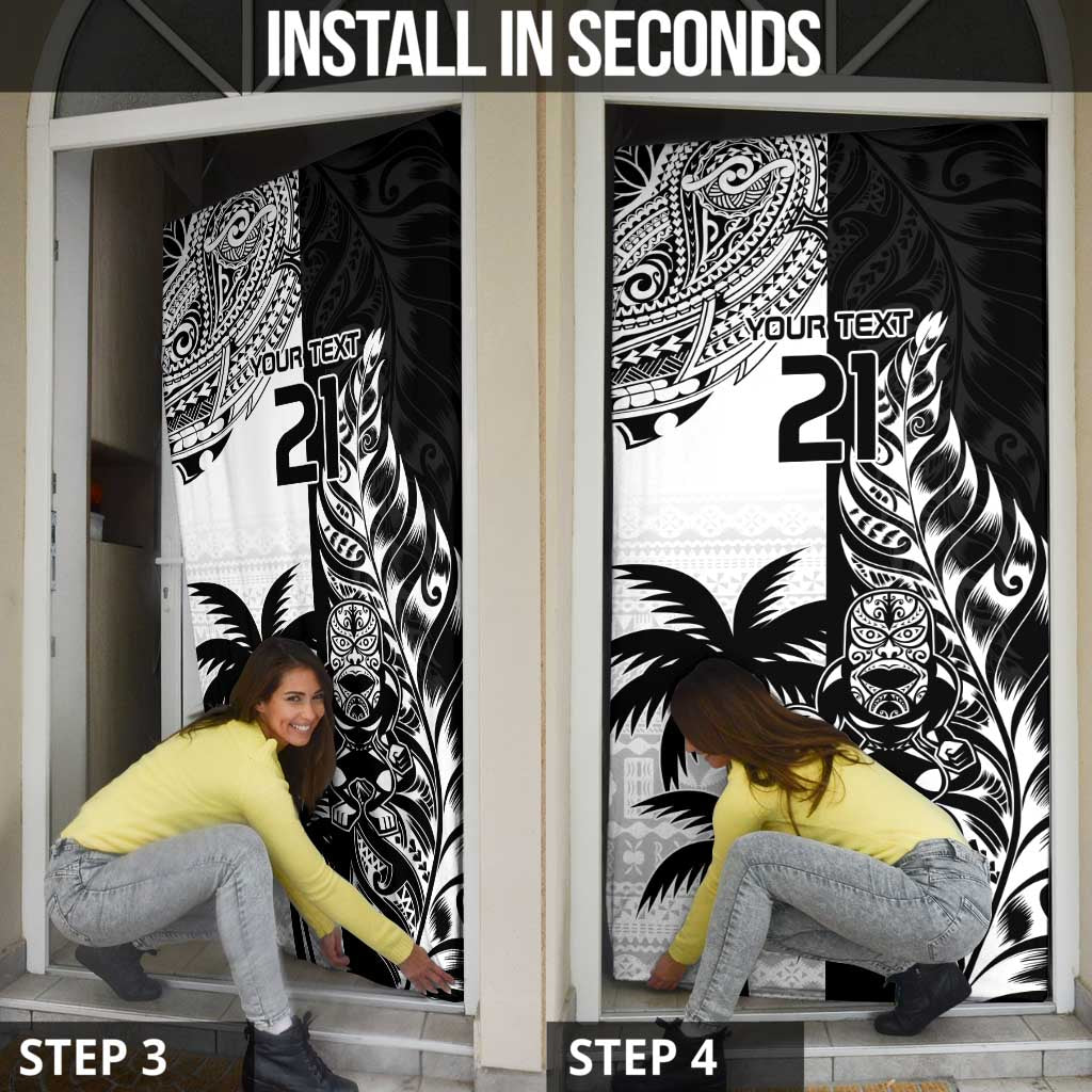 Fiji New Zealand Rugby Personalised Door Cover Maori and Tapa Pattern - Aussie Hoodie