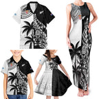 Custom Fiji New Zealand Family Matching Tank Maxi Dress and Hawaiian Shirt Maori mix Tapa Pattern Version