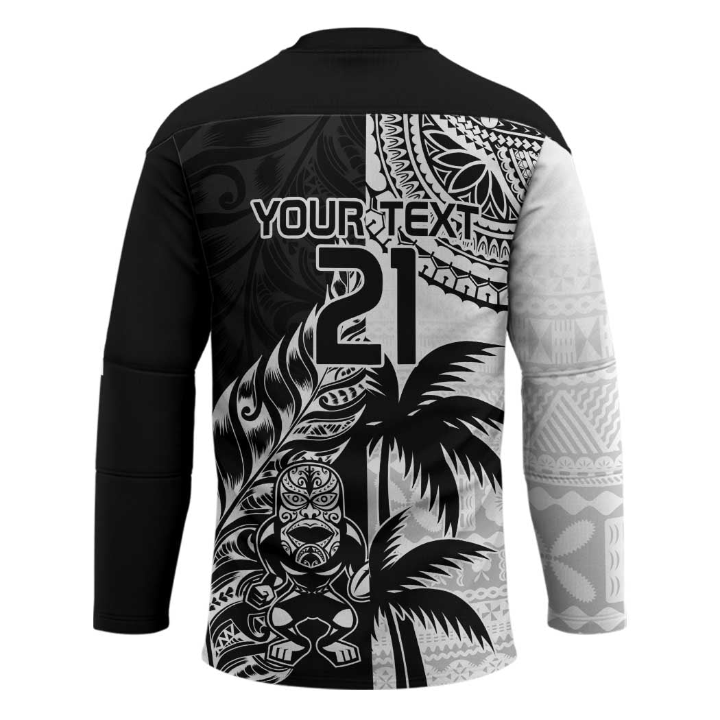 Fiji New Zealand Rugby Personalised Hockey Jersey Maori and Tapa Pattern - Aussie Hoodie