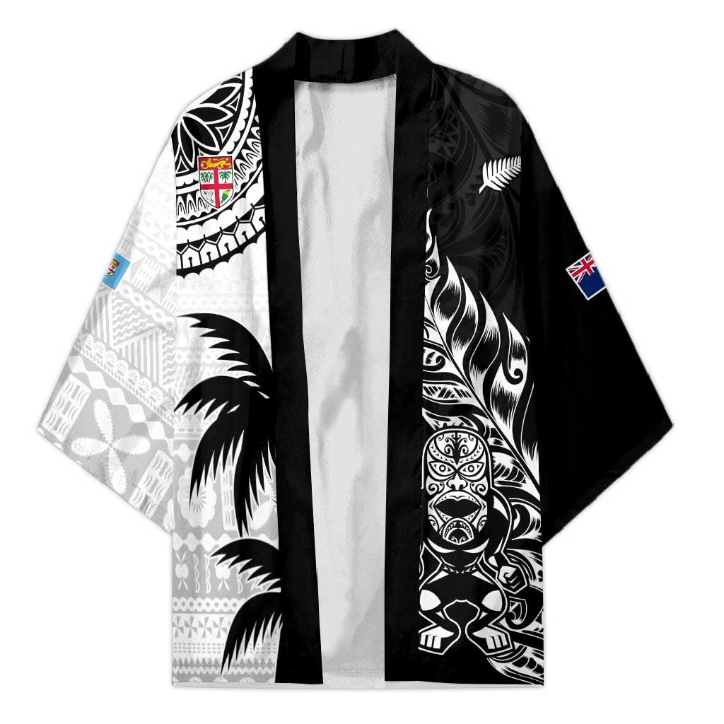 Fiji New Zealand Rugby Personalised Kimono Maori and Tapa Pattern - Aussie Hoodie