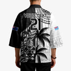 Fiji New Zealand Rugby Personalised Kimono Maori and Tapa Pattern - Aussie Hoodie