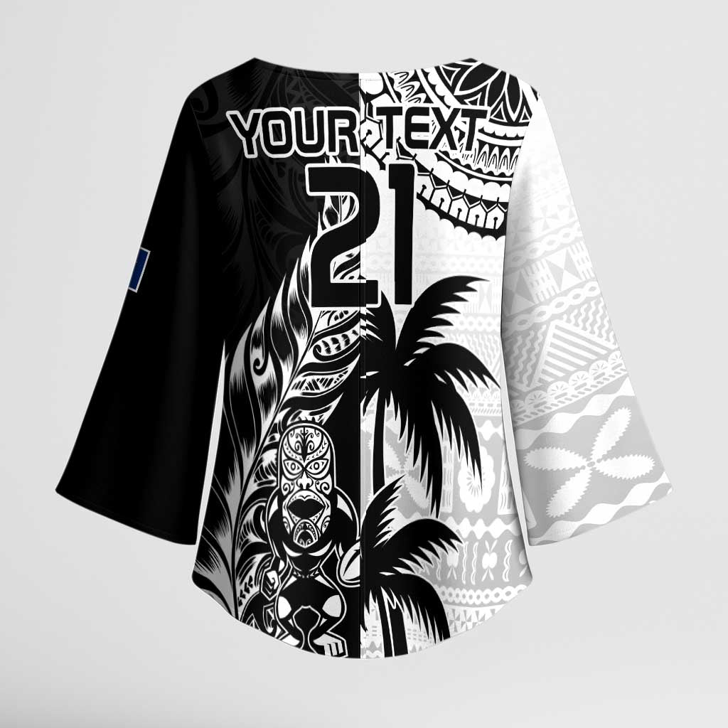 Fiji New Zealand Rugby Personalised Kimono Sleeve Blouse Maori and Tapa Pattern - Aussie Hoodie